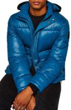 Men's Topman Puffer Jacket - Blue