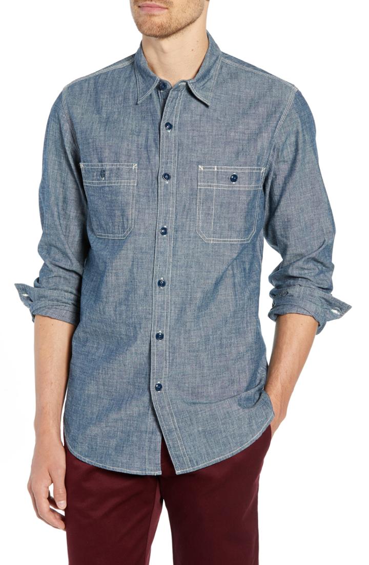 Men's J.crew Wallace & Barnes Japanese Chambray Sport Shirt - Blue