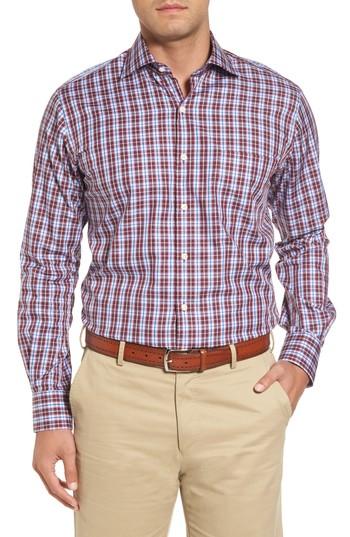 Men's Peter Millar Mitchell Plaid Sport Shirt - Burgundy