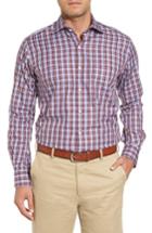 Men's Peter Millar Mitchell Plaid Sport Shirt - Burgundy