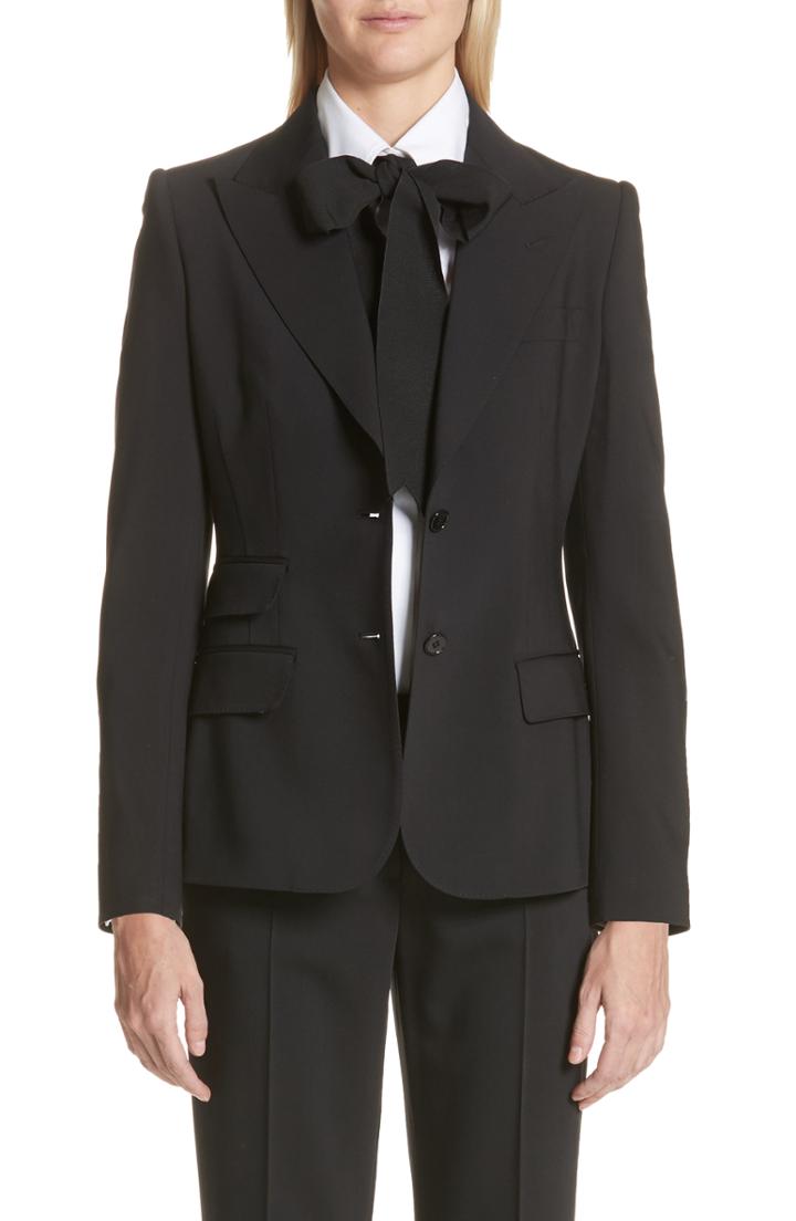 Women's Dolce & Gabbana Two Button Stretch Wool Jacket Us / 42 It - Black