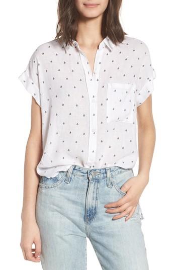 Women's Rails Whitney Sailboat Print Linen Blend Shirt - White