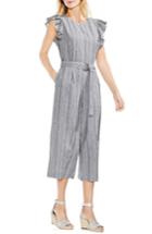 Women's Vince Camuto Stripe Ruffle Sleeve Jumpsuit, Size - Black