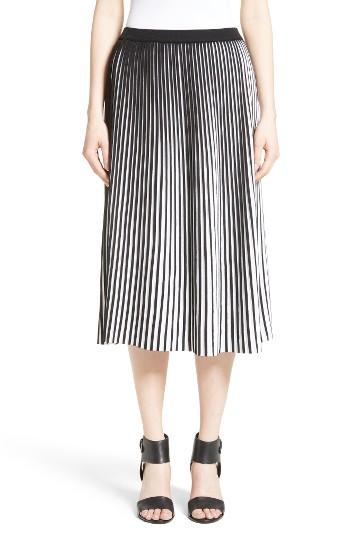 Women's Lafayette 148 New York Stripe Plisse Midi Skirt