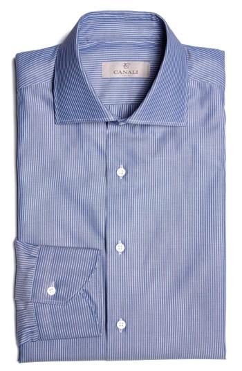 Men's Canali Regular Fit Stripe Dress Shirt .5 - - Blue