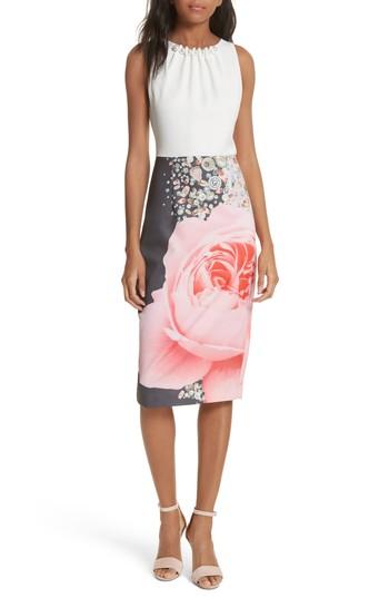Women's Ted Baker London Blenheim Palace Embellished Body-con Dress - Beige