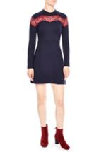Women's Sandro Jaisy Lace Inset A-line Dress - Blue