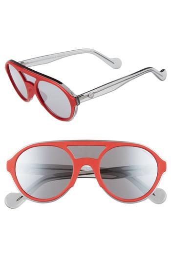 Women's Moncler 52mm Shield Sunglasses - Shiny Black / Smoke Mirror
