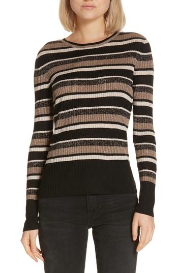 Women's Frame Ribbed Metallic Stripe Top