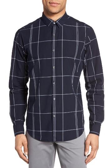 Men's Theory Zack Slim Fit Large Grid Sport Shirt