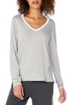 Women's Michael Stars Ultra Jersey Contrast Trim Long Sleeve Cotton Blend Top, Size - White