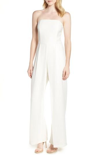 Women's Adelyn Rae Strapless Wide Leg Jumpsuit - White