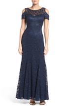 Women's Morgan & Co. Cold Shoulder Lace Gown /4 - Blue