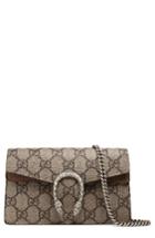 Gucci Super Mini Dionysus Gg Supreme Canvas & Suede Shoulder Bag - Beige