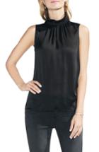 Women's Vince Camuto Smocked Neck Blouse, Size - Black