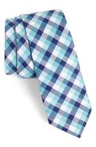 Men's 1901 Scott Check Cotton Skinny Tie, Size - Blue