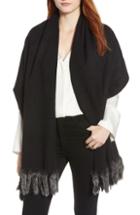 Women's La Fiorentina Wool Wrap With Genuine Rex Rabbit Trim