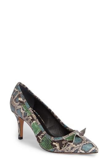 Women's Isabel Marant Poween Snakeskin Embossed Ruffle Pump Us / 36eu - Green