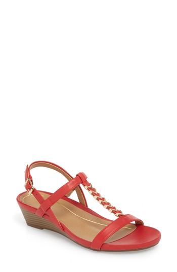 Women's Vionic Cali T-strap Wedge Sandal M - Red