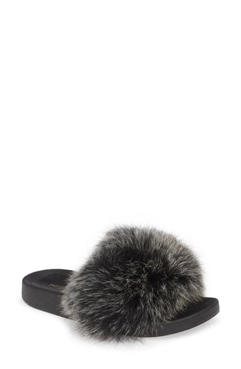 Women's Patricia Green Foxy Genuine Fox Fur Slipper M - Black