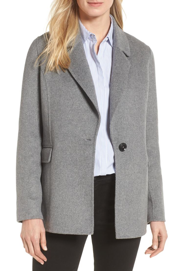 Women's Badgley Mischka Double Face Wool Blend Blazer - Grey