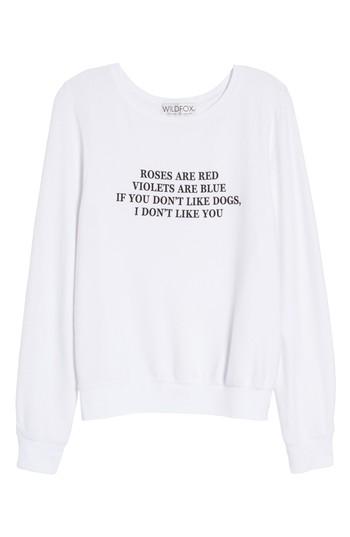 Women's Wildfox Roses Are Red Baggy Beach Sweatshirt - White