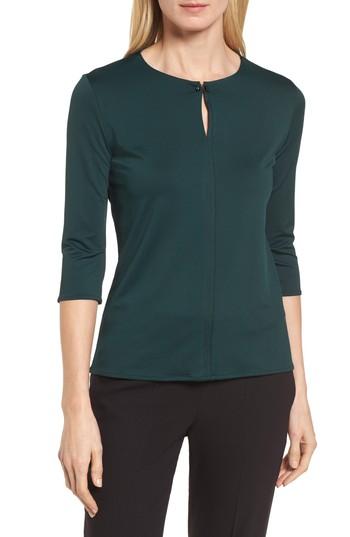 Women's Boss Elenka Keyhole Top - Green