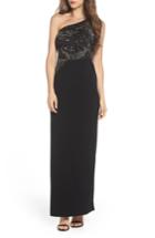 Women's Adrianna Papell One-shoulder Beaded Bodice Gown - Black