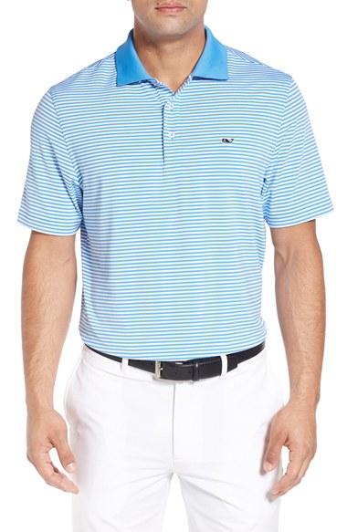 Men's Vineyard Vines 'porter' Stripe Jersey Polo - Blue