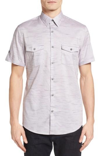 Men's Calibrate Military Trim Fit Non-iron Sport Shirt - Purple