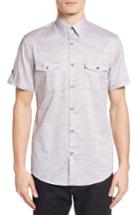 Men's Calibrate Military Trim Fit Non-iron Sport Shirt - Purple
