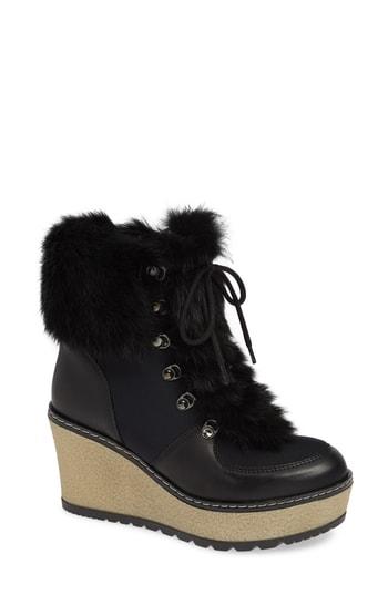 Women's Rudsak Torres Waterproof Genuine Rabbit Fur Trim Boot Eu - Black