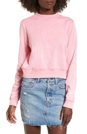 Women's Love, Fire Washed Crop Sweatshirt - Pink
