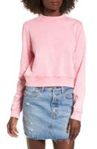 Women's Love, Fire Washed Crop Sweatshirt - Pink