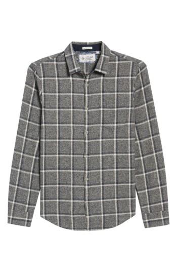 Men's Original Penguin Brushed Flannel Shirt - Grey