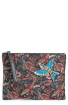 Sam Edelman Rhea Bird Brocade Top Zip Clutch - Black