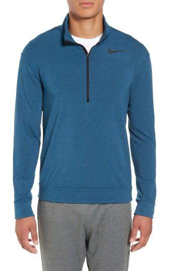 Men's Nike Dry Training Quarter Zip Pullover, Size - Blue