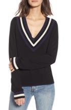 Women's Scotch & Soda Metallic Detail V-neck Sweater - Black