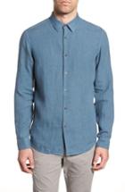 Men's Theory Irving Trim Fit Solid Linen Sport Shirt - Blue