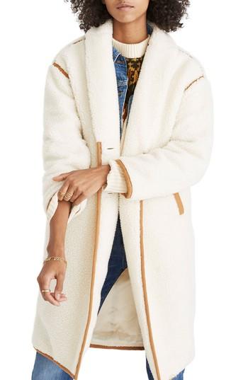 Women's Madewell Fleece Coat, Size - Ivory