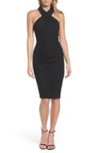 Women's Eliza J Glitter Halter Neck Sheath Dress - Black