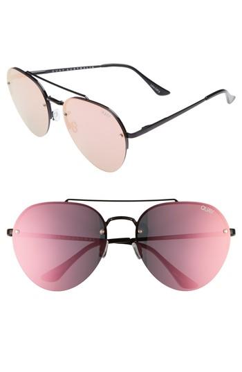 Women's Quay Australia Somerset 65mm Aviator Sunglasses - Black/ Pink