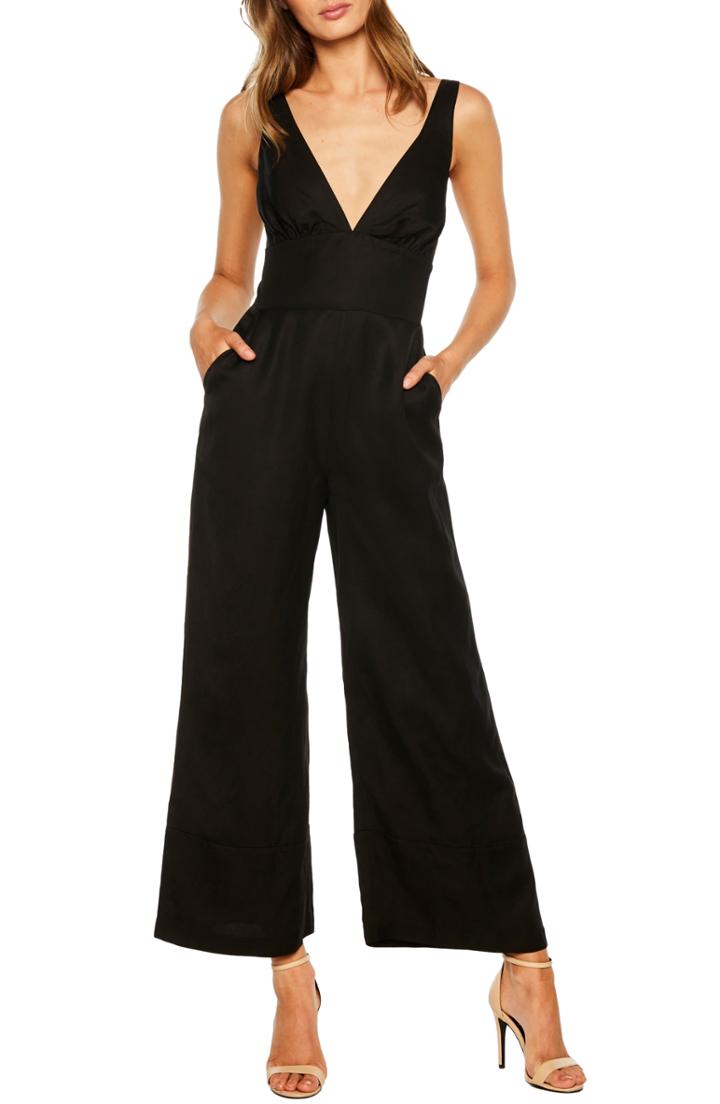 Women's Bardot Lola Plunging Wide Leg Jumpsuit - Black