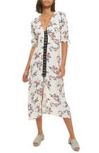 Women's Topshop Hook Front Floral Midi Dress Us (fits Like 0) - White