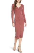 Women's Bp. Snap Front Henley Dress, Size - Red