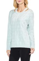 Women's Vince Camuto Keyhole Neck Cable Sweater, Size - Blue