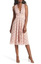 Women's Sau Lee Ashley Guipure Lace Fit & Flare Dress - Pink