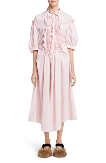 Women's Simone Rocha Stripe Frill Shirtdress Us / 4 Uk - Pink