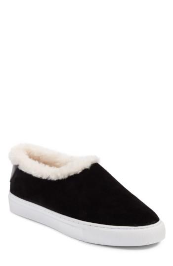 Women's Tory Burch Miller Suede & Genuine Shearling Sneaker M - Black