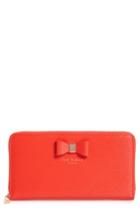 Women's Ted Baker London Peony Plisse Leather Matinee Wallet - Red